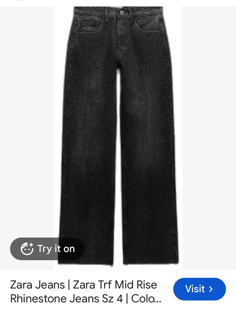 Zara Black Rhinestone Wide-Leg Jeans